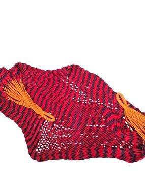 VTG Braided weaved cloth HAMMOCK red blue patio outdoor leisure fun in the Sun